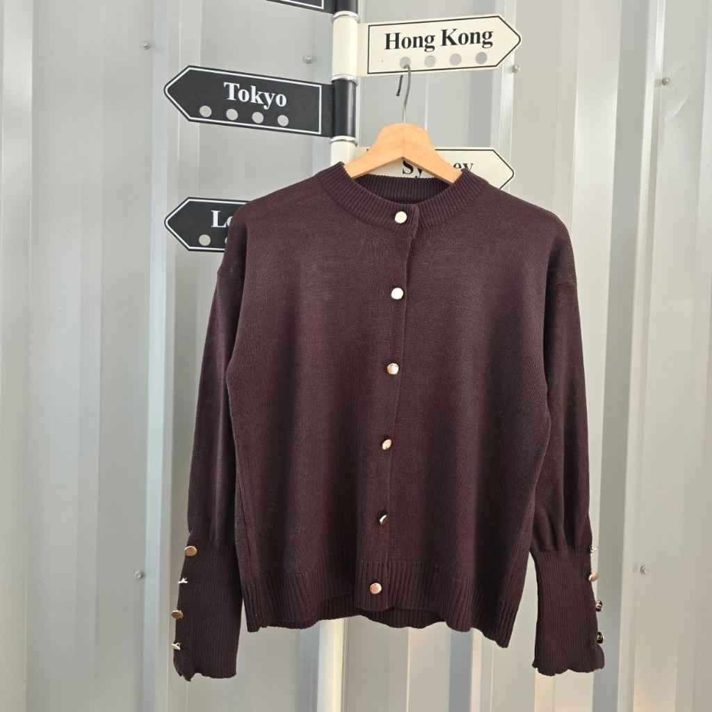 Tarla Aira Cardigan Basic Rajut Kancing Gold Tebal Premium / Aira Cardigan Rajut Premium