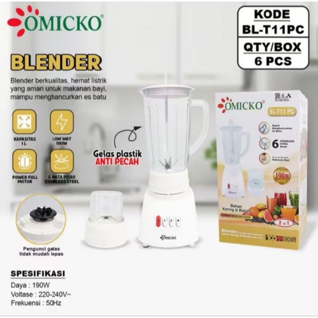 Blender Plastik Serbaguna/Blender Plastik Murah Berkualitas Omicko BL - T11PC