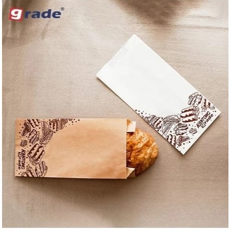 

Limited Edition 100 Paper Bags 13x8x25 Cm Kantong Kertas Coklat Putih Motif Roti / Polos