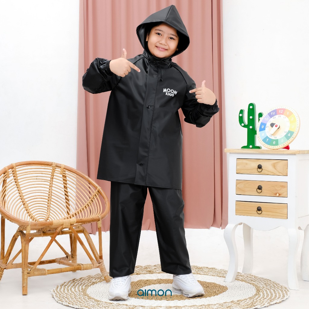 Jas Hujan Anak Laki Laki Perempuan Setelan Moonkids Series Jaket Celana