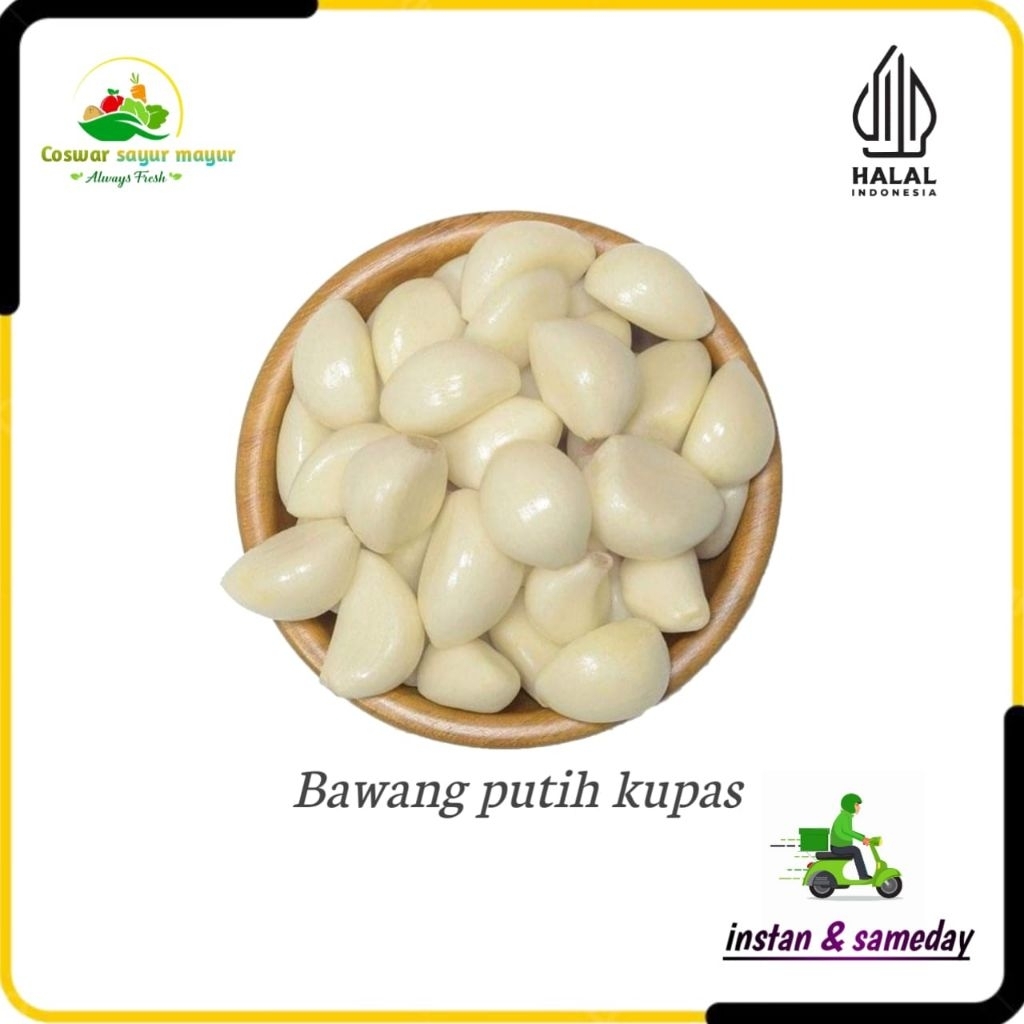

bawang putih kupas ( 500 gram ) bumbu masakan praktis/bawang putih kupas tanpa kulit siap pakai