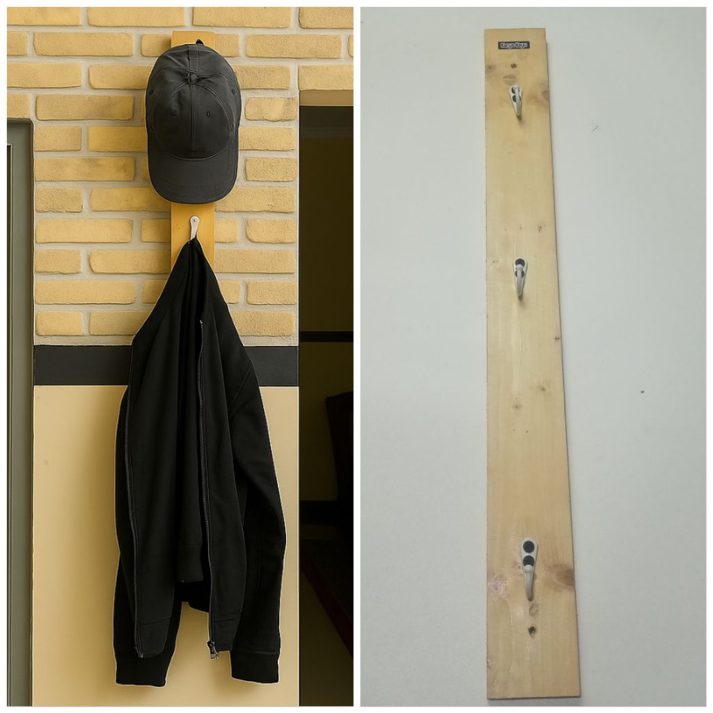 Tempat gantungan  jaket Topi Tempel Dinding 3 Susun Kayu Minimalis Estetik