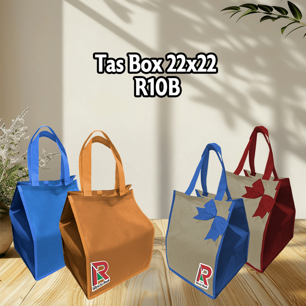 

Tas Hajatan Spunbond Box 22x22 ( R10B ) / Goodie bag Hajatan Spunbond Jahit Benang