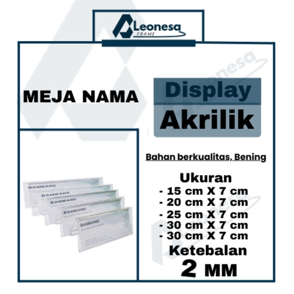 

AKRILIK / PAPAN NAMA MEJA AKRILIK / NAME TAG HOLDER TEBAL 2MM