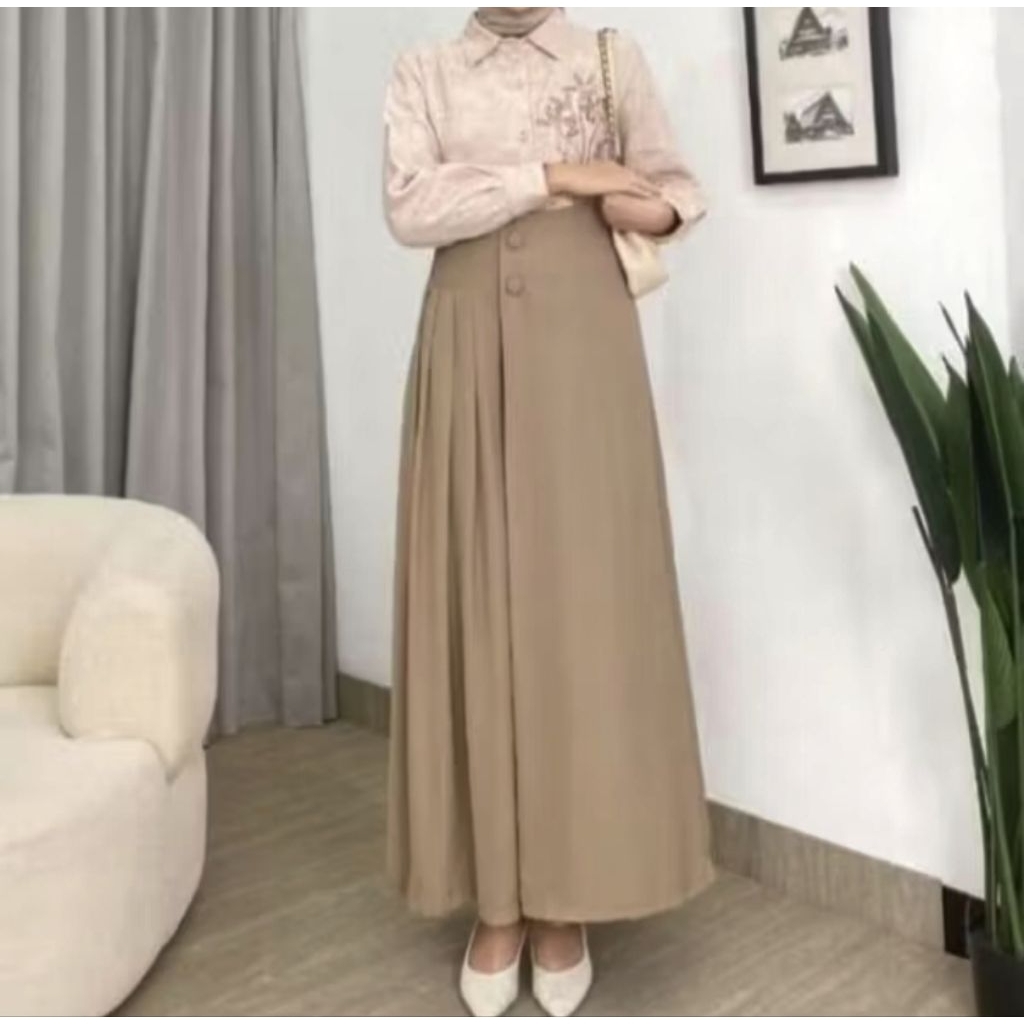 Latopia_ Cellie Pleats-Kulot Rok Plisket Wanita Bahan Furano Import Premium.
