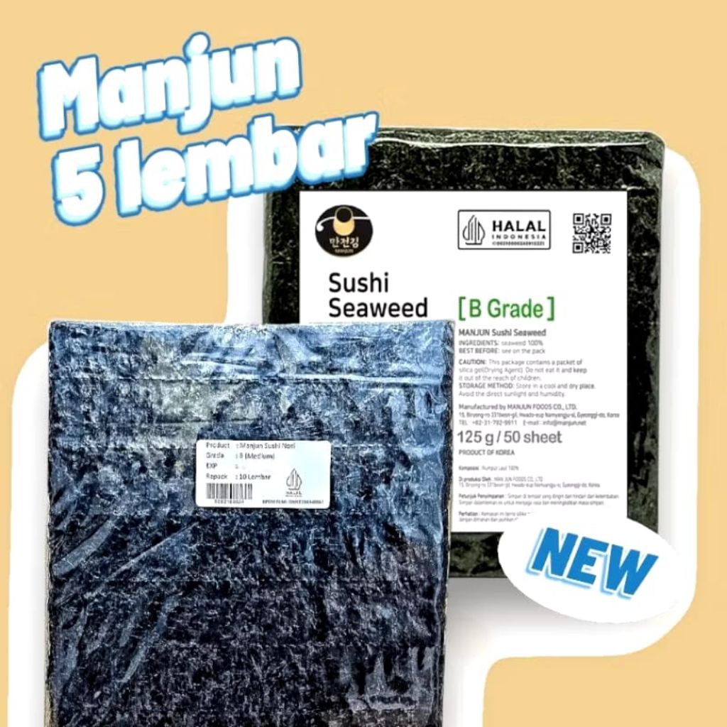 

Nori Sushi isi 5 lembar - Nori Sushi Halal - Nori Rumput laut 5 - 30 lembar