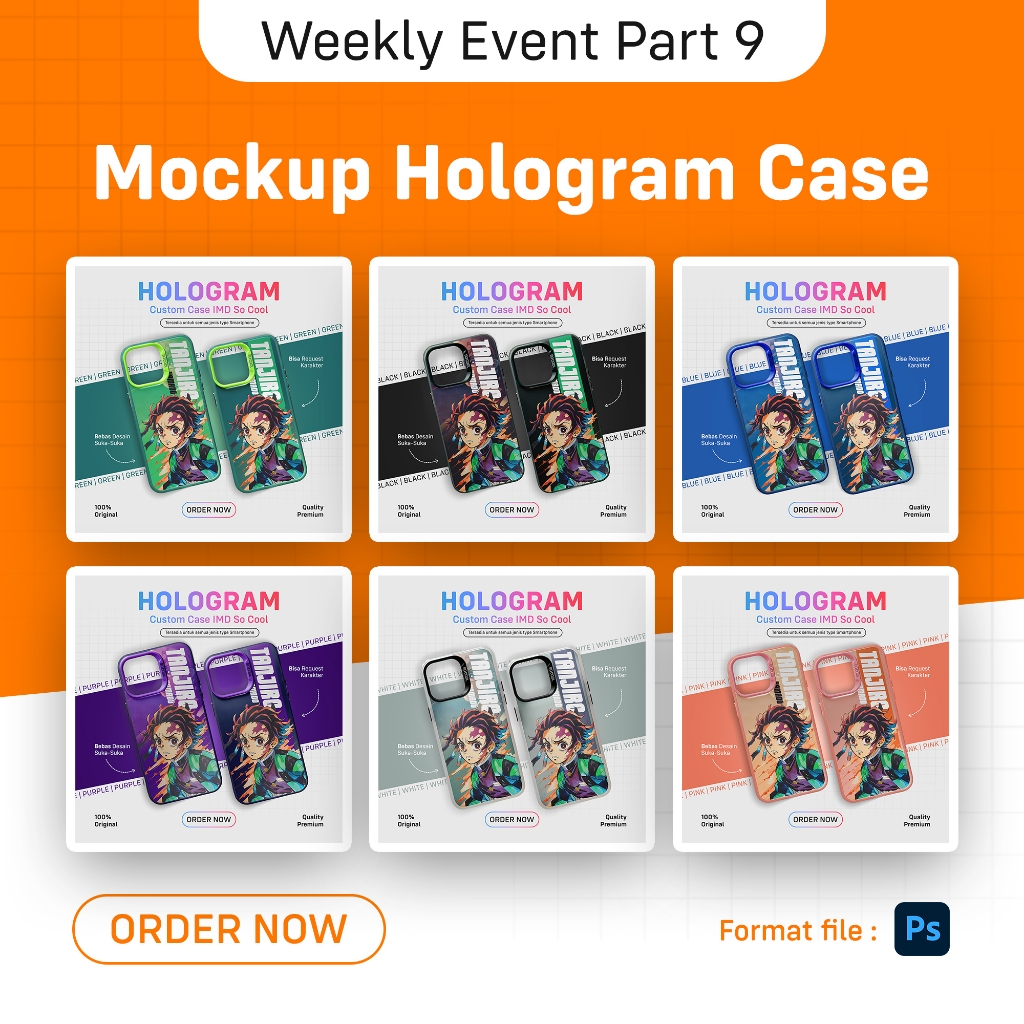 WEEKLY EVENT PART 09  - Mockup Hologram Imd Case | Format file PSD
