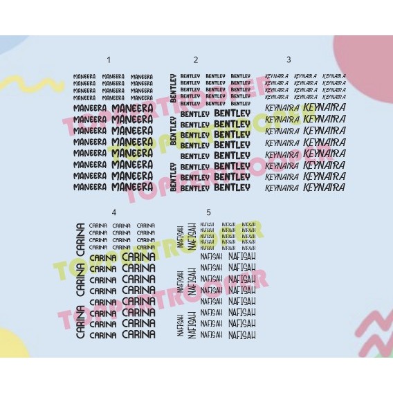 

1 WARNA | STIKER NAMA WATERPROOF | Stiker UV DTF | STIKER LABEL NAMA ANTI AIR Sticker UV Timbul