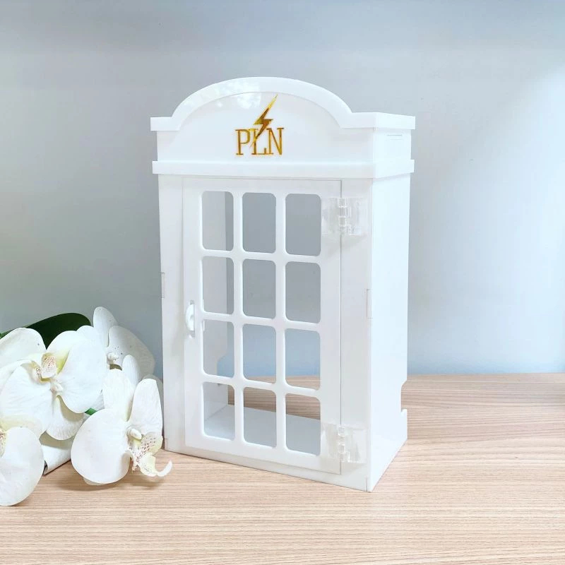 Box Meteran Token Akrilik Desain London Hiasan Dinding Pelindung Meteran Listrik Token