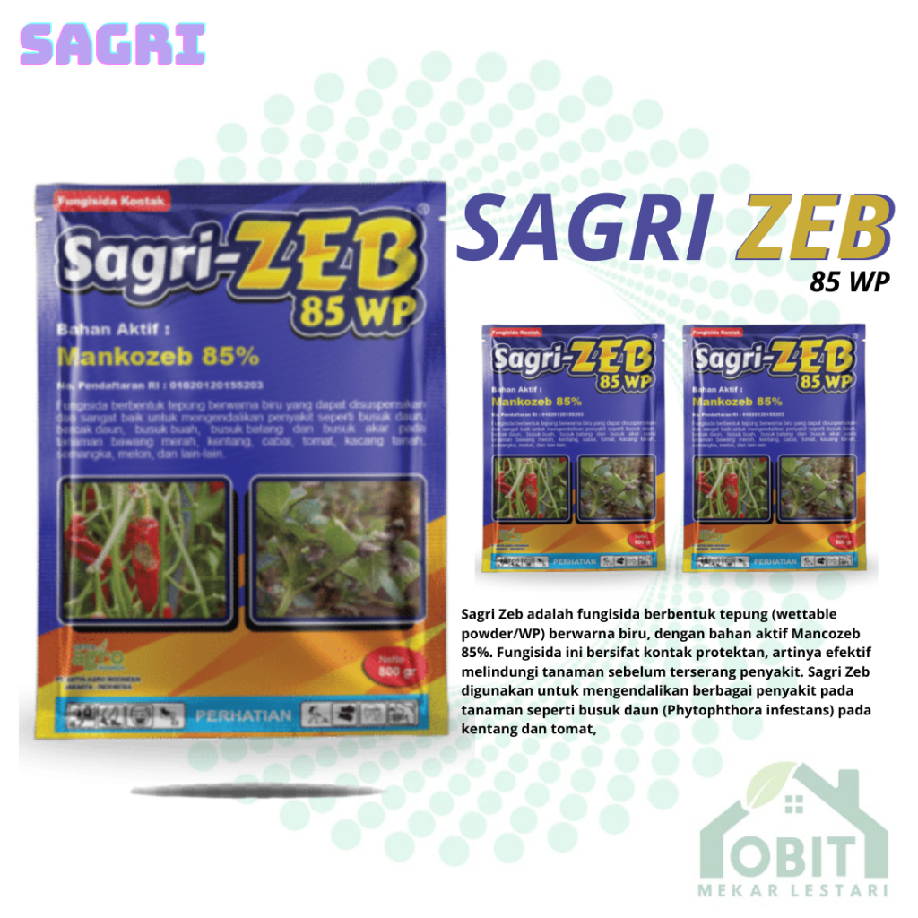 SAGRI ZEB 85 WP BIRU 800 Gr FUNGISIDA UNTUK TANAMAN / Obat Sagri Zeb ORIGINAL KEMASAN PABRIK BARU