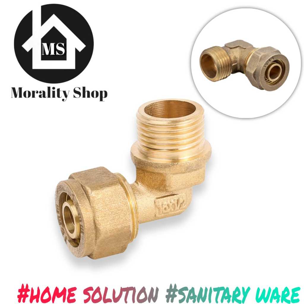 spare part sambungan pipa air panas shower 1/2 fitting knie elbow L kuningan 3/4 drat dalam KPL