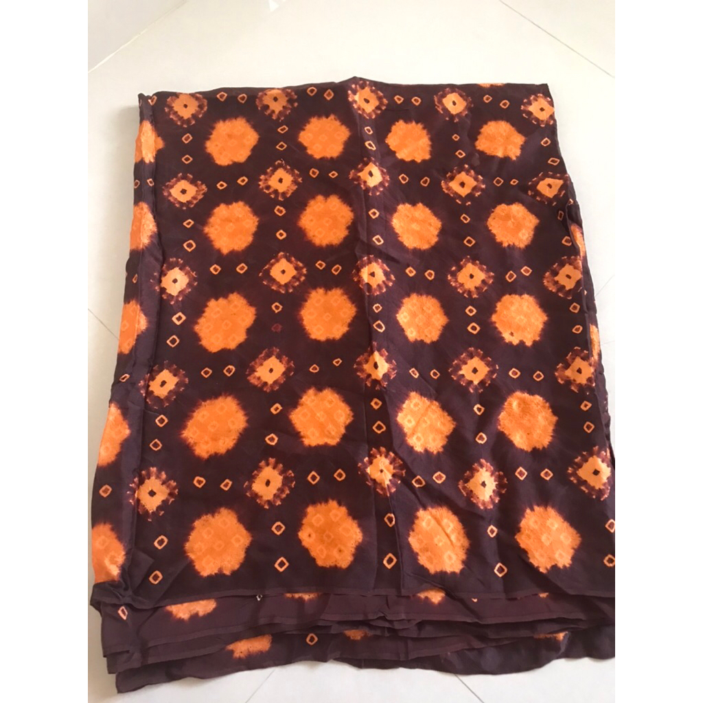 Kain Sutera Palembang Motif Jumputan Orange Preloved (Belum pernah dipakai)