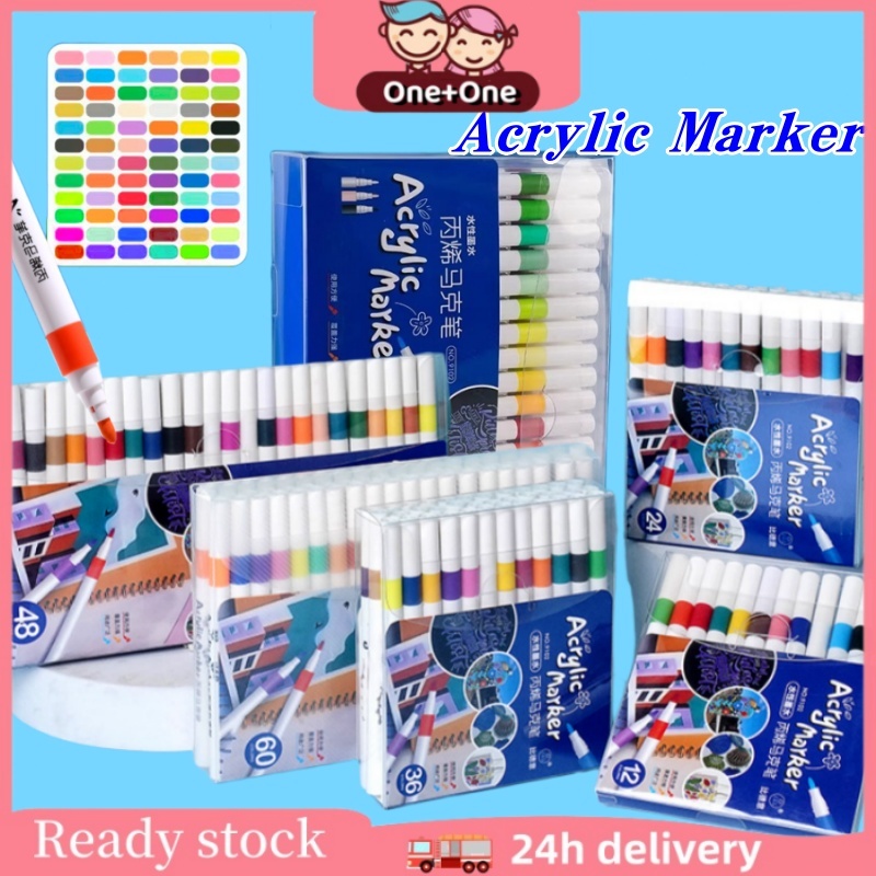 

【COD】One+One Acrylic Marker Set Spidol Akrilik DIY Painting Spidol Pastel Pulpen Highlight Drawing Warna