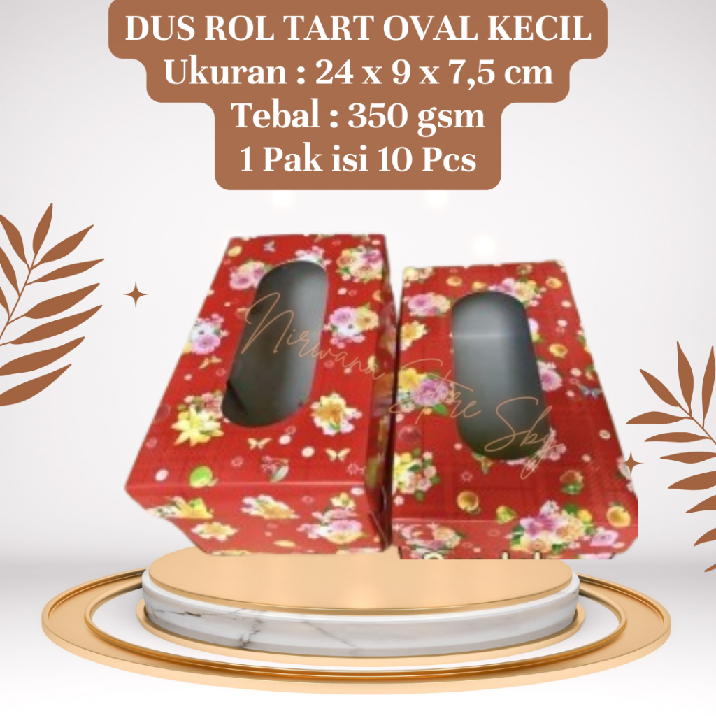 

(10 Pcs) Dus Rol Tart Oval Motif Kecil 24x9x7,5 | Dus Kue / Box Kue
