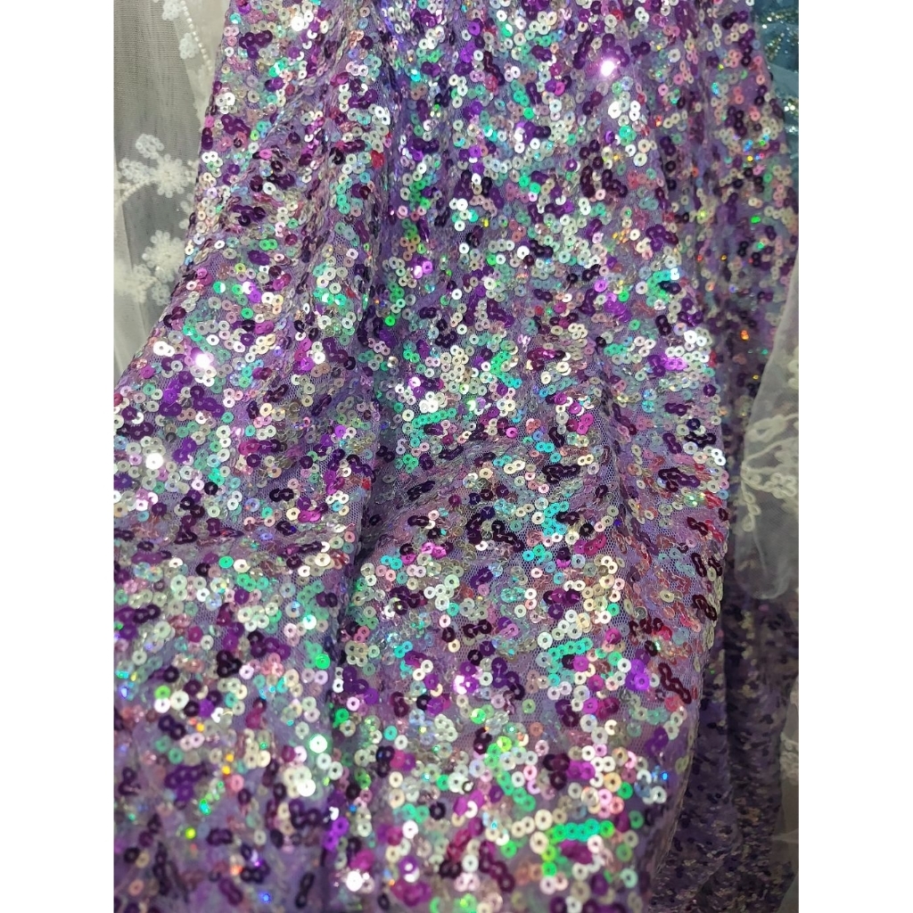 kain payet sequin  - kain payet seribu  - kain payet kebaya  - kain tile payet sequin (lavender)dr