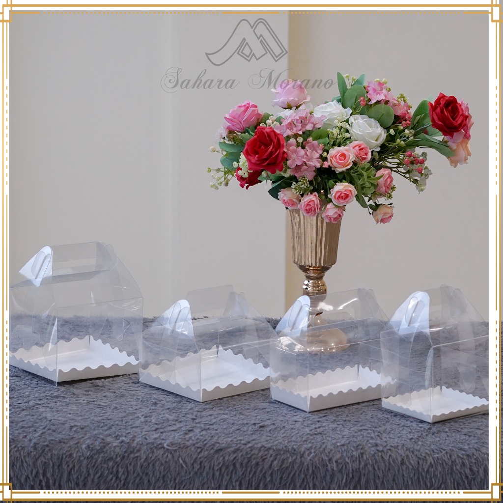 Cake Box Handle Mika Transparant Box Kue Box Bolu Box Hampers Transparant Box Mika Serbaguna