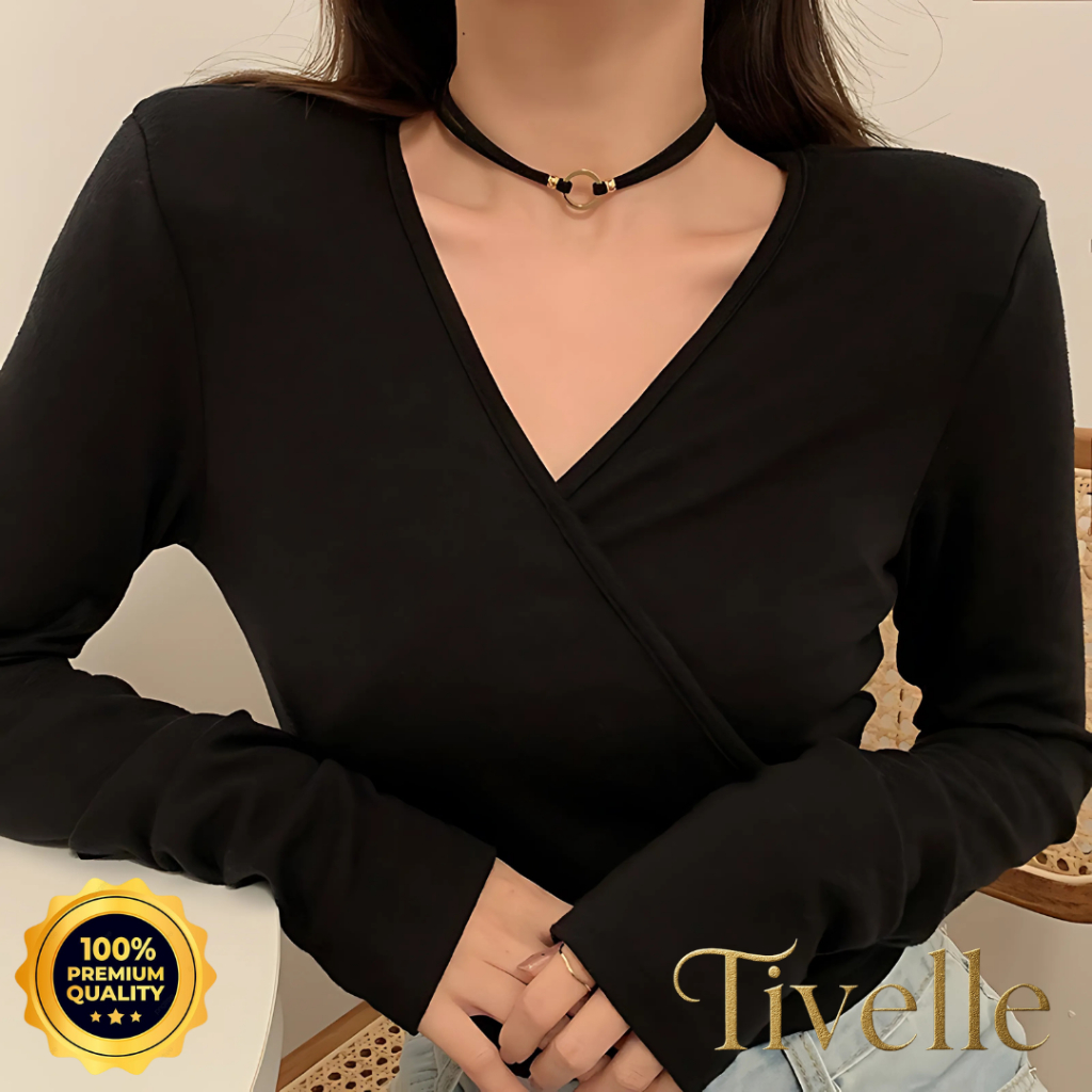 [ BISA COD ] Tivelle Jewelry Noir Circle Choker | Kalung Choker Hitam Minimalis Lingkaran Emas Elega