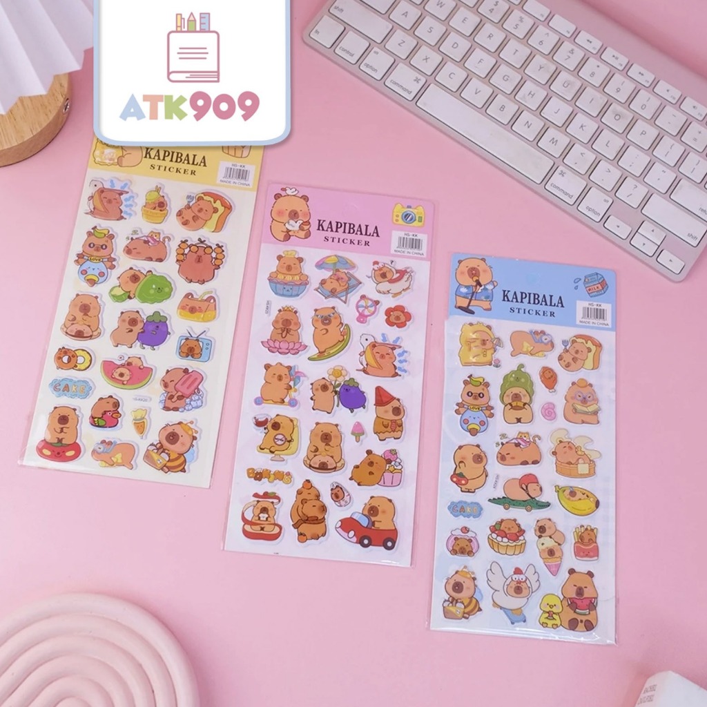 

ATK909 Sticker Kapibala 3D Stiker Anak Scrapbook Jurnal Stiker Timbul Karakter