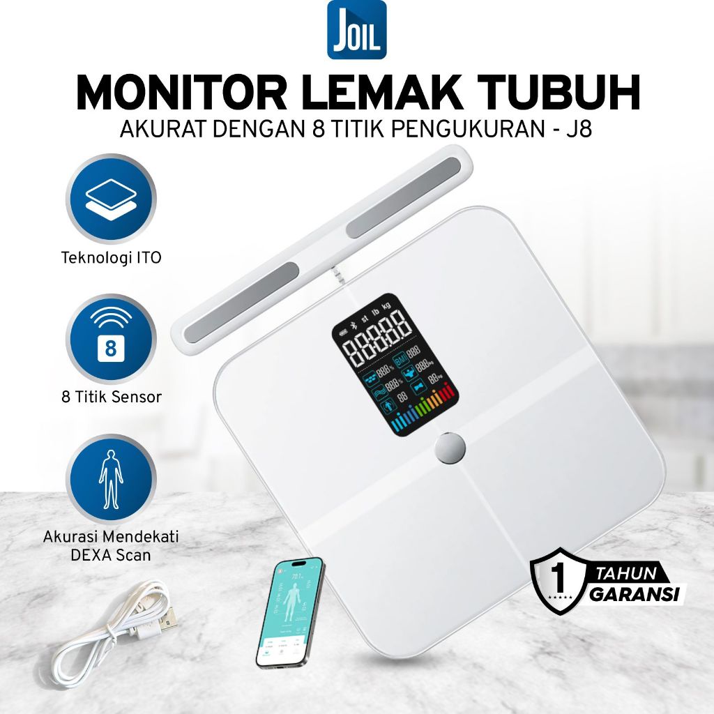 Joil Timbangan Badan Digital 8 Sensor BMI via Smartphone J8