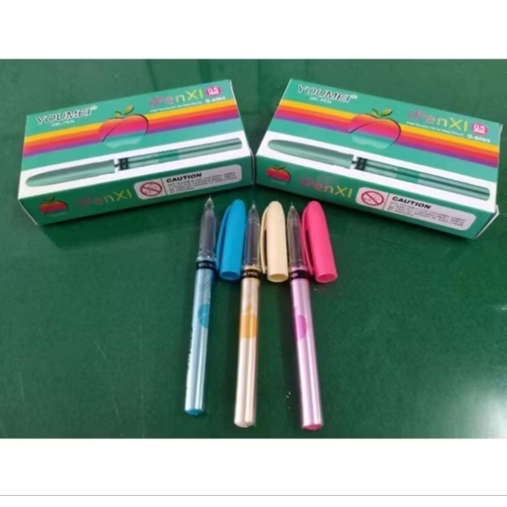 PULPEN IPEN XI GEL PEN G-8005 HITAM 0.5mm (1 LUSIN) BERKUALITAS / PULPEN CAIR / BALLPOINT CAIR / BOL