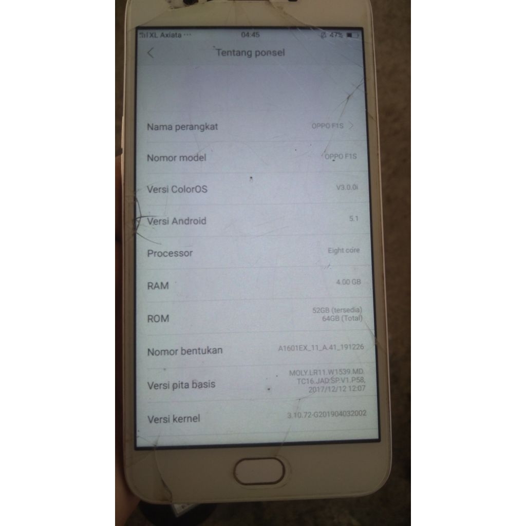 oppo f1s minus retak normal