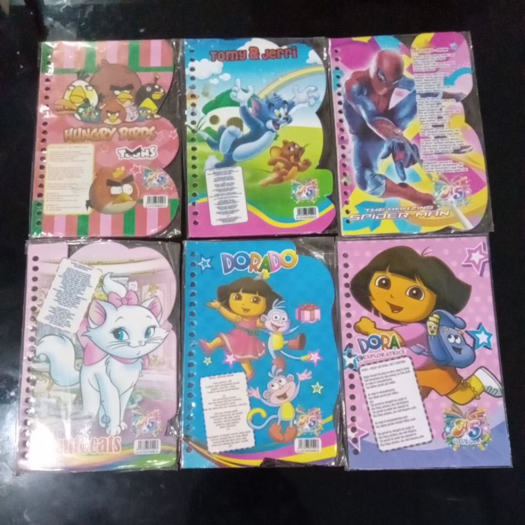 

Loose leaf fancy 1 Pak isi 20 Lembar /ISI BINDER A5-20/MOTIF FANCY KARTUN NEW RANDOM,motif Atahu gambar Dora ,,motif cewek laki laki,cutecats