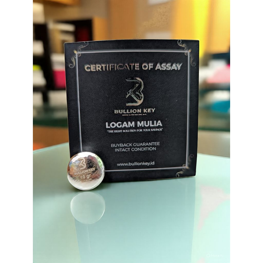 Bullion Key Silver Perak Batangan Logam Mulia 10 Gram - Perak Batangan Murni - Asli 999.5 Fine Silve