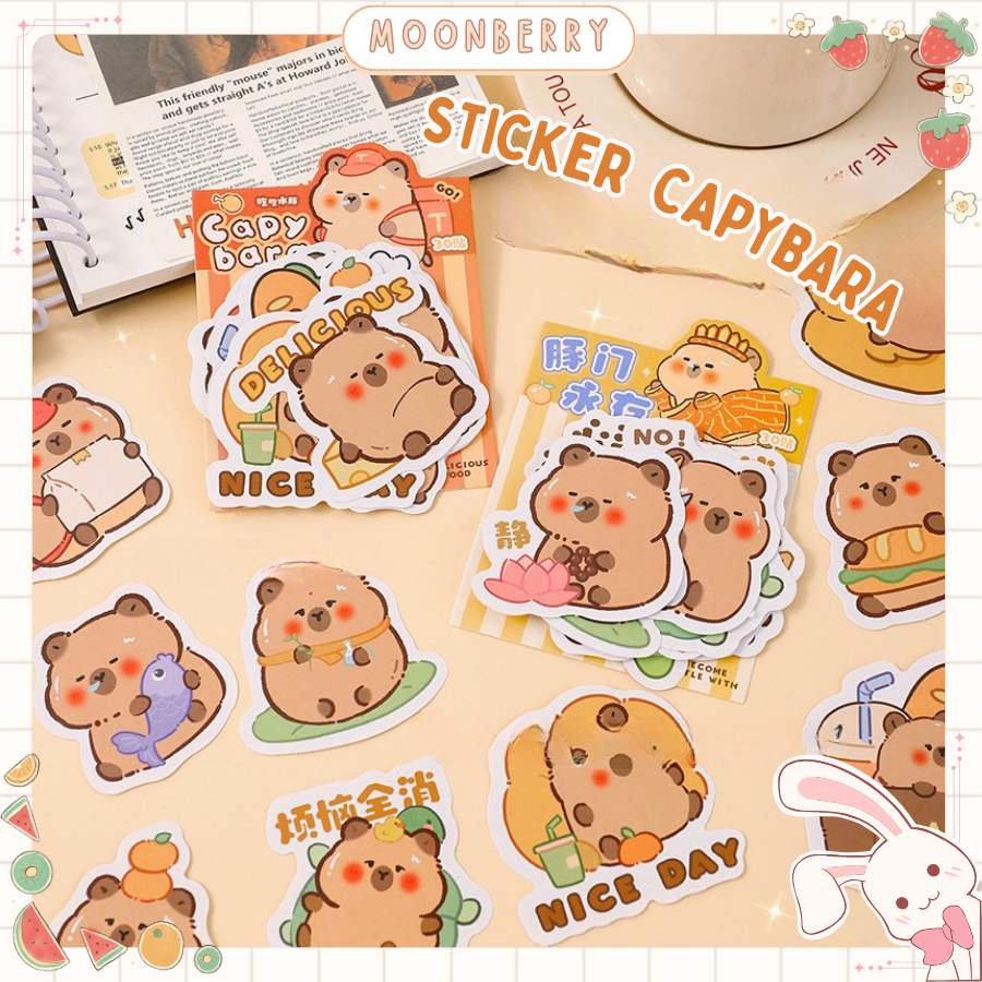 

Stiker Capybara Lucu Pack Isi 30 Pcs Note Paper Stationery Sticker Kapibara