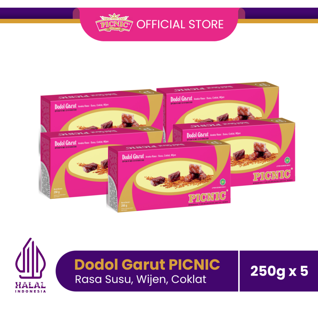 

[5 Pcs] 250gr Dodol Picnic Classic - Dodol Garut Picnic - Dodol Garut - Dodol Picnic