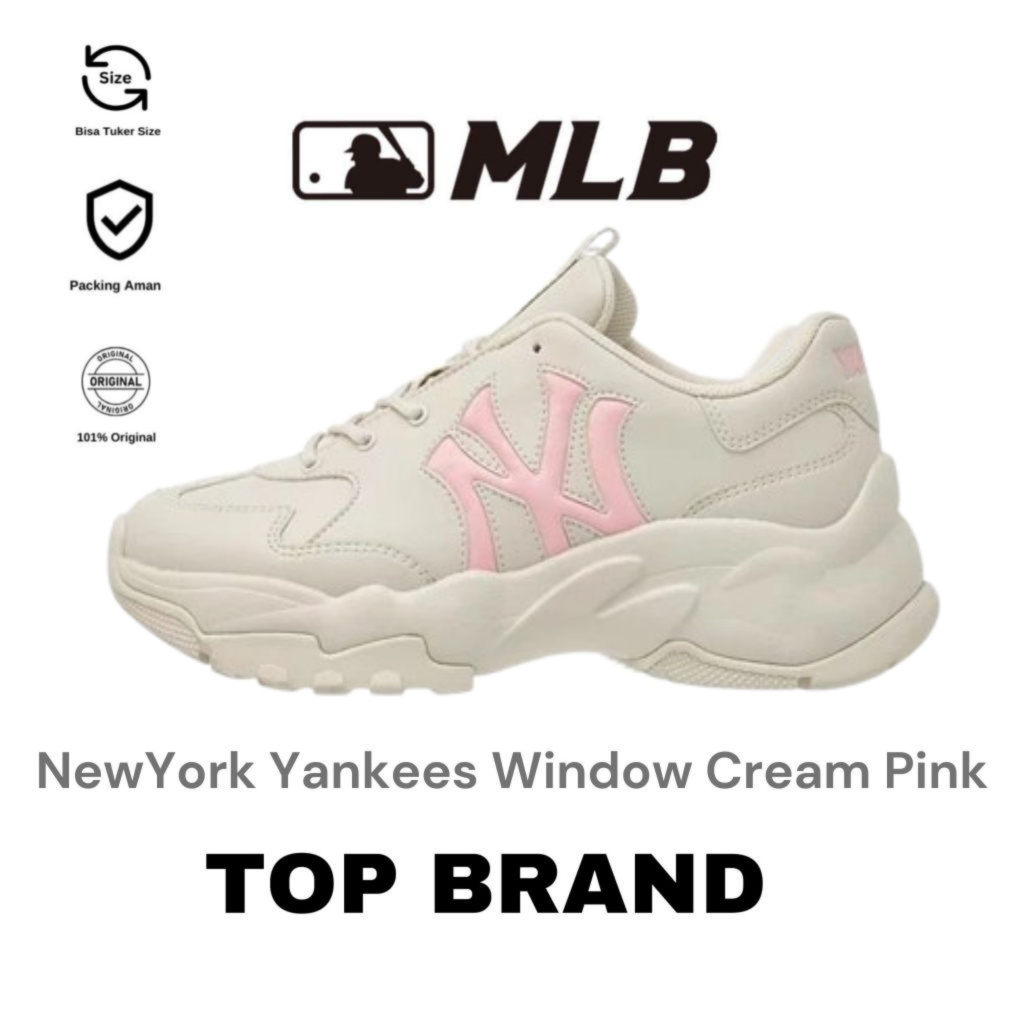 MLB Bigball Chunky NY Yankees Window Cream Pink Women Original 100%