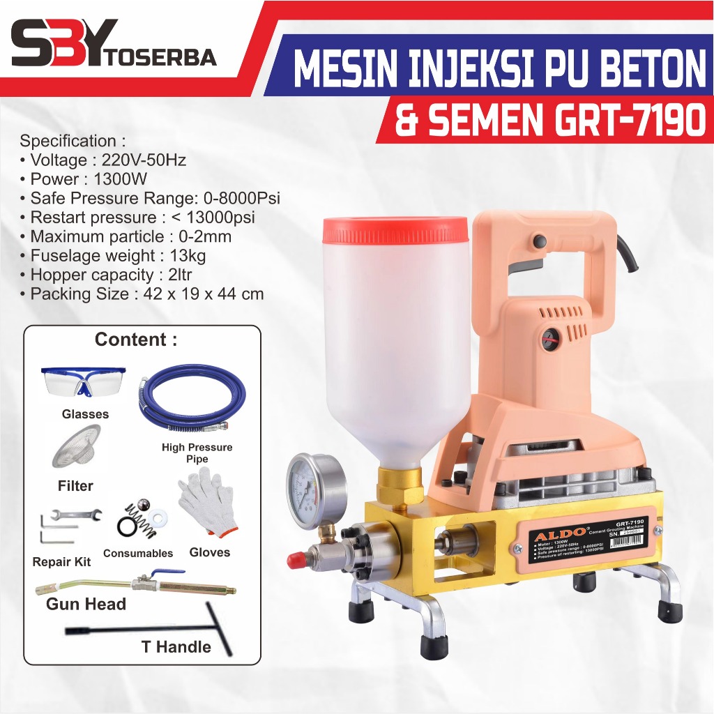 MESIN INJEKSI PU BETON & SEMEN MERK ALDO TYPE GRT-7190 / MESIN INJEKSI PU BETON / MESIN INJEKSI SEME