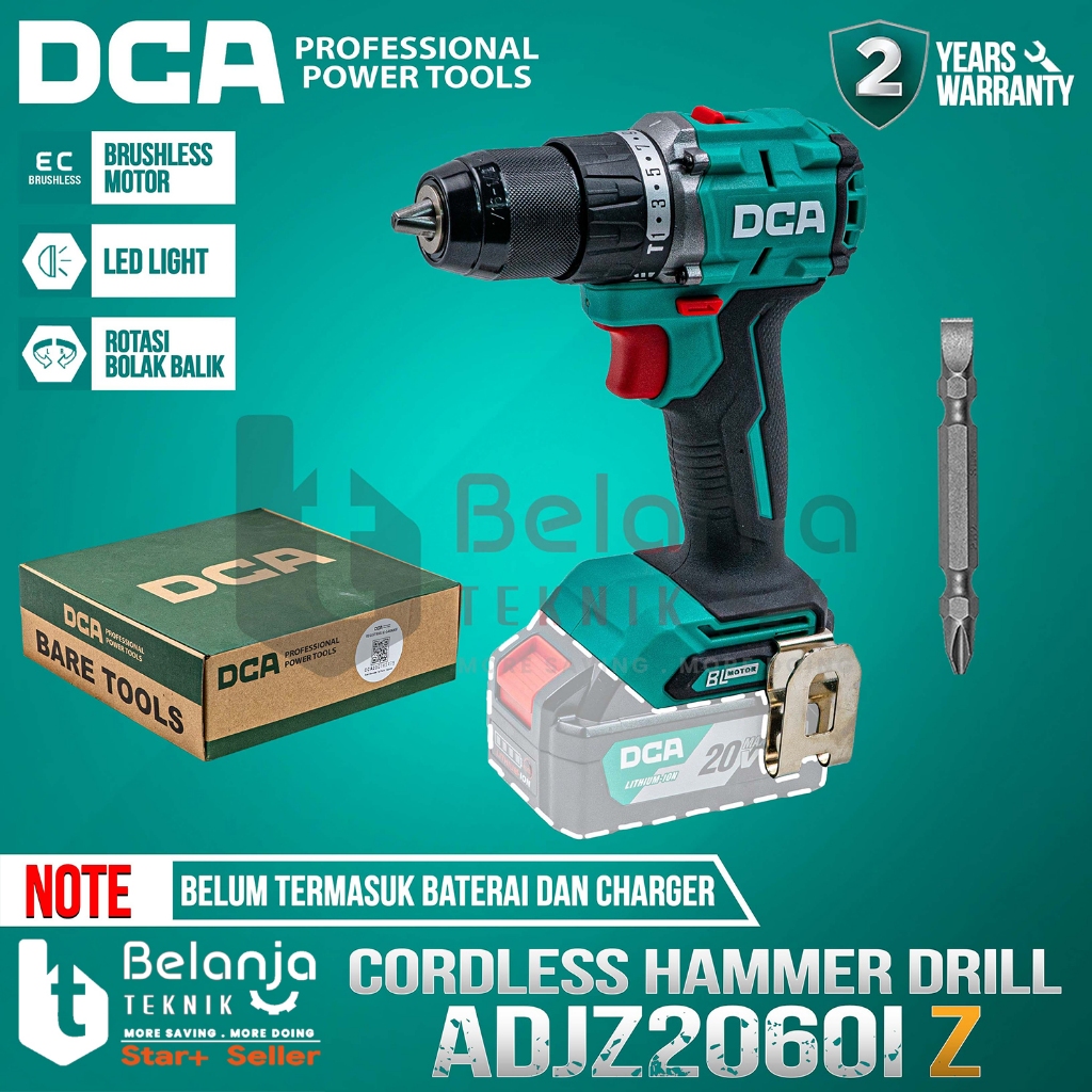 Mesin Bor Baterai DCA ADJZ2060iZ Hammer Drill Cordless 13MM 20V ADJZ 2060i Z Unit Saja