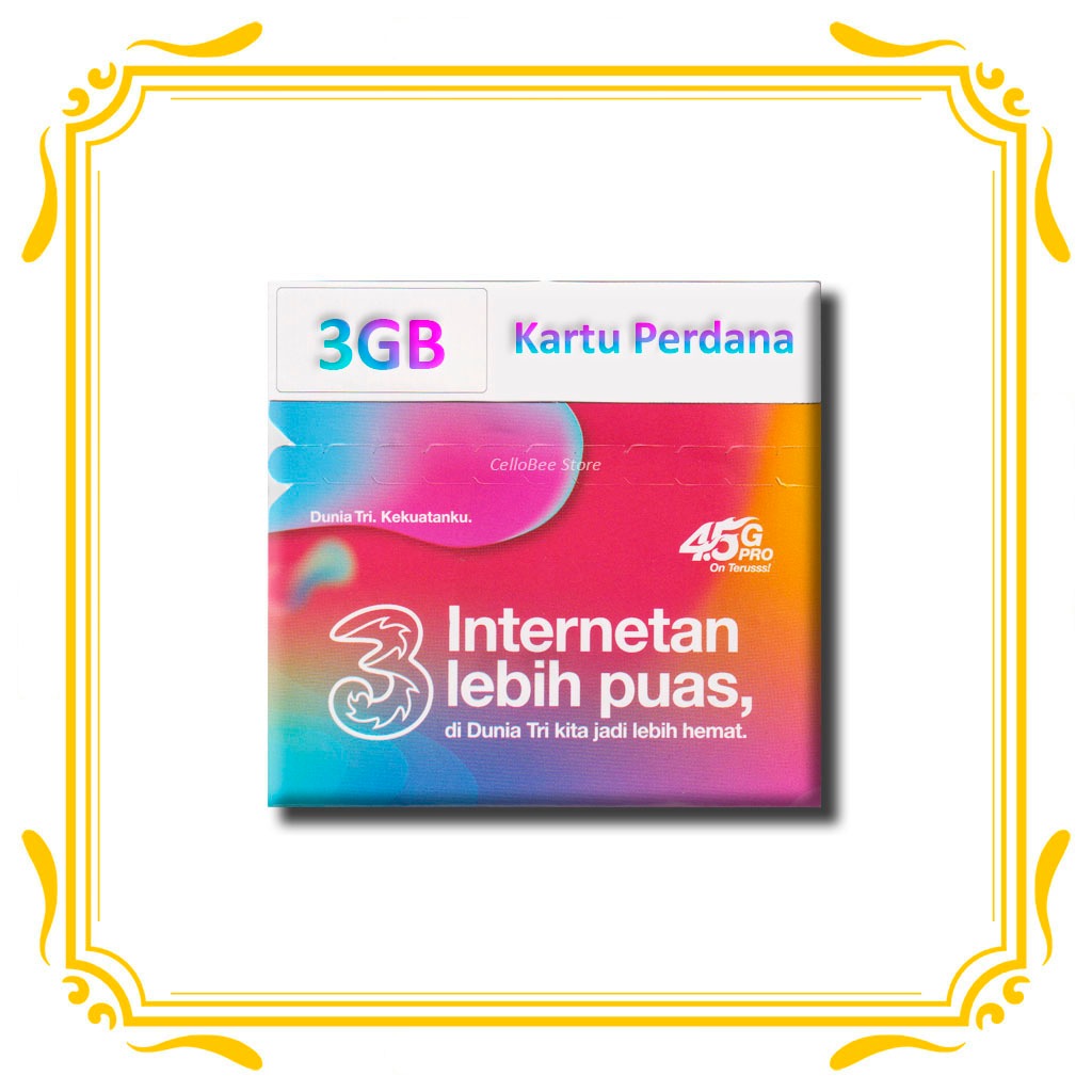 Kartu Perdana Tri Happy Kuota 3GB | Ekstra Nelpon 5000 Menit