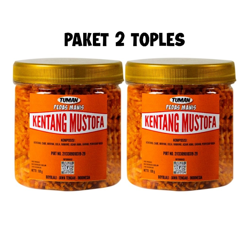

Kentang Mustofa Paket Hemat 2 Toples 600ml Pedas Manis Original Renyah Crispy