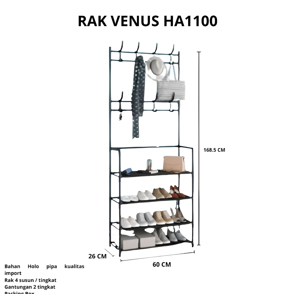 RAK VENUS BISA GANTUNG TAS SEPATU BAHAN BESI KOKOH / Rak Gantung