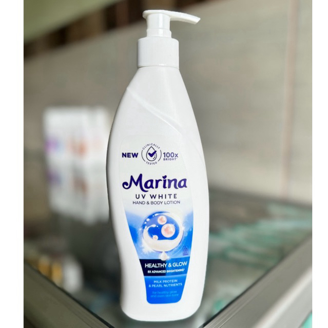 Marina Body Lotion Healthy & Glow kemasan PUMP 350ml || Handbody Marina Biru PUMP