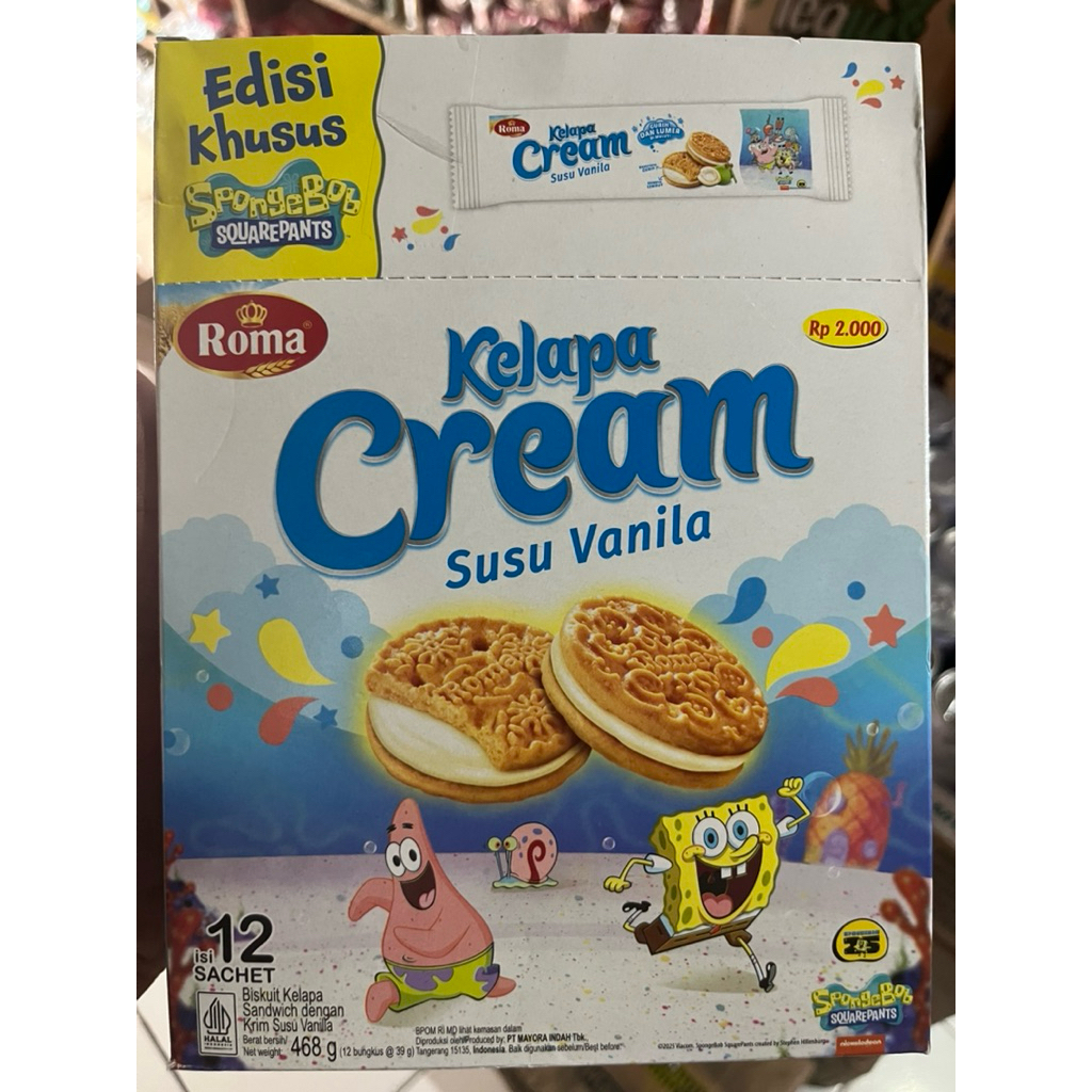 

Roma Kelapa Cream Susu Dan Vanila 1 kotak 12 pcs