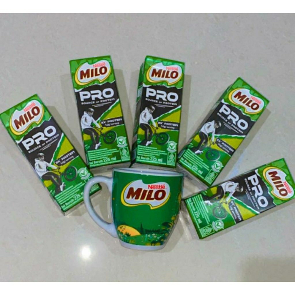 

MILO PROTEIN UHT 225ML PROMO BUNDLING 5IN1 FREE GELAS MILO