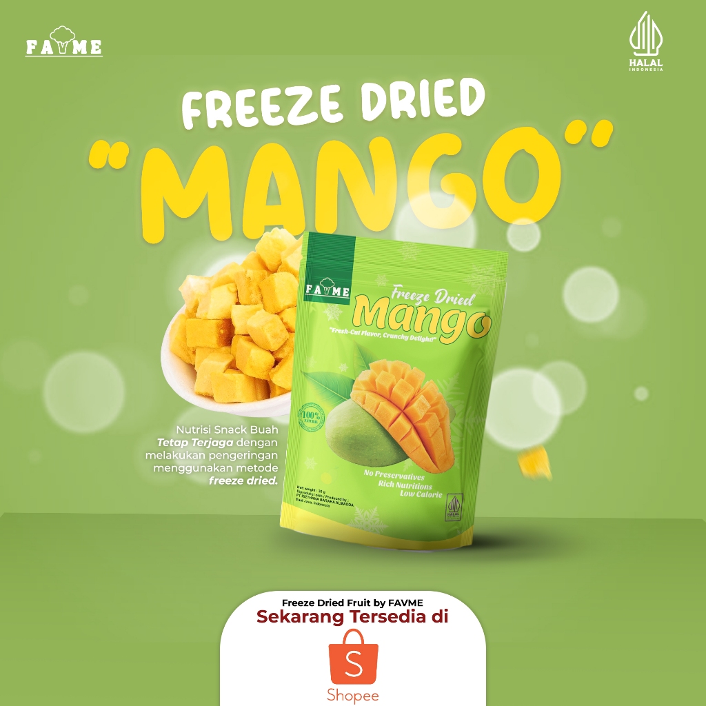 

FAVME-FREEZE DRIED MANGGA FRUIT.BUAH KERING BEKU.CAMILAN-SEHAT