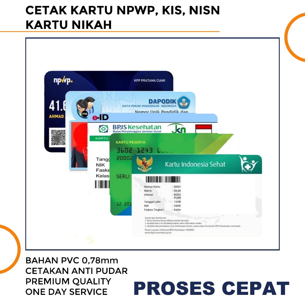 

CETAK KARTU NPWP/KARTU BPJS/ BAHAN TEBAL PREMIUM