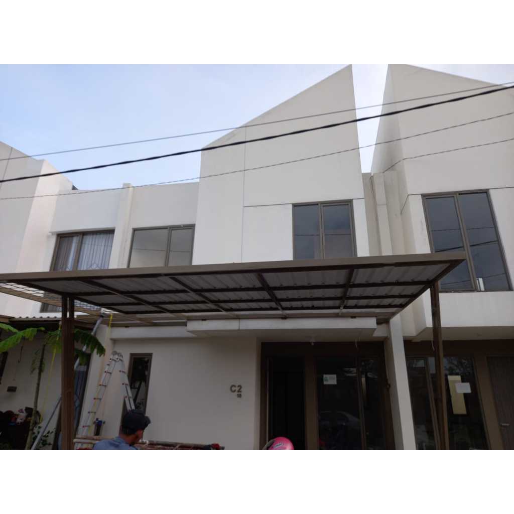 Kanopi teras minimalis modern rangka besi hollow galvanis