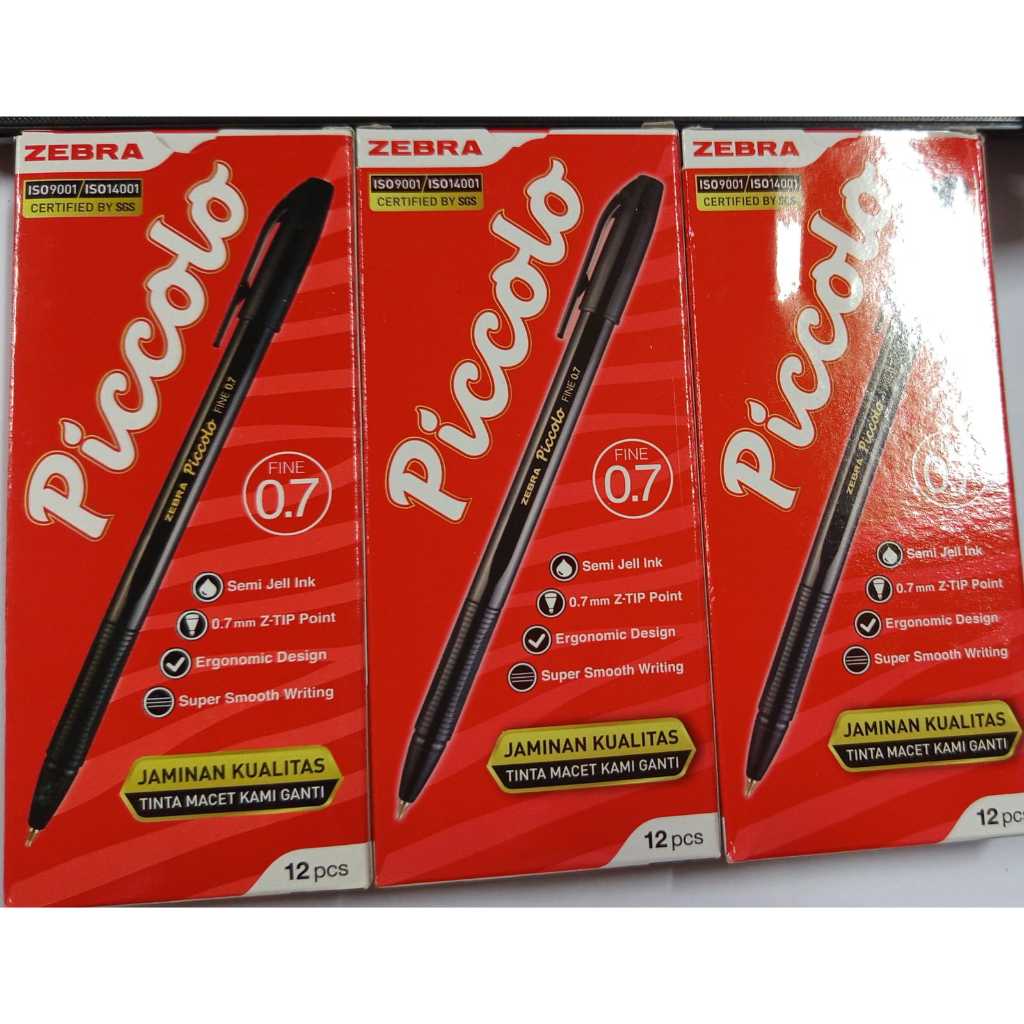 

Ballpoint Piccolo Zebra 0.7 mm 1 Pak / Ballpoint Semi Gel Ink Zebra / Ballpoint Tutup Hitam 0.7 mm / Piccolo