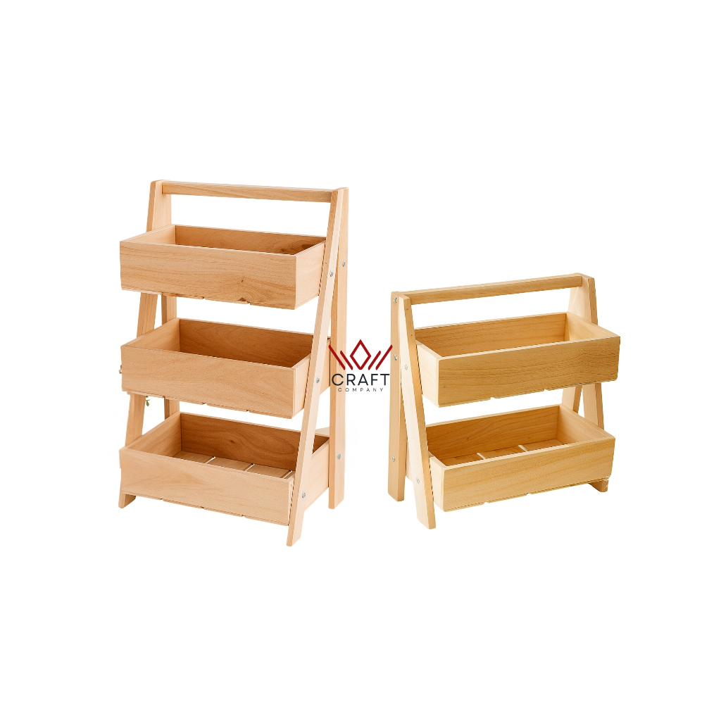 Rak Susun Kayu Minimalis 2 & 3 Tingkat Tempat Buah, Sayur, & Organizer Serbaguna Dapur / Ruang Tamu