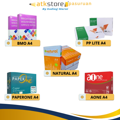 

Kertas HVS A4 75 70 gsm 1 rim / Kertas HVS PP Lite Bmo Paperone Aone Natural / Kertas print Fotocopy
