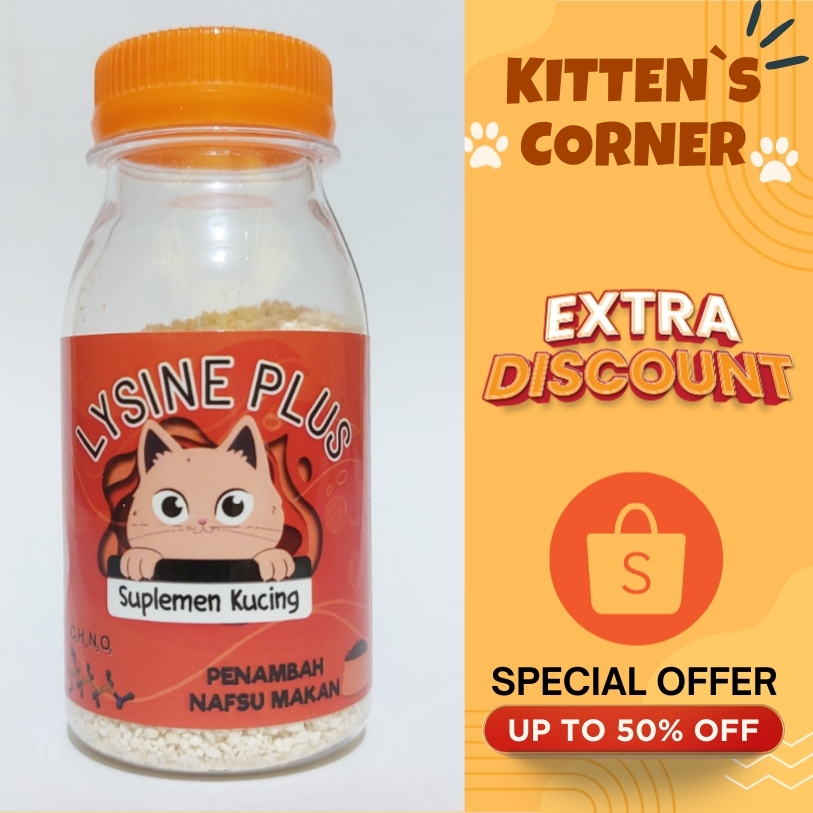 Obat Kucing Gemuk Lysine Plus Vitamin Penggemuk Suplemen Kucing Penambah Nafsu Makan / Obat Pembesar