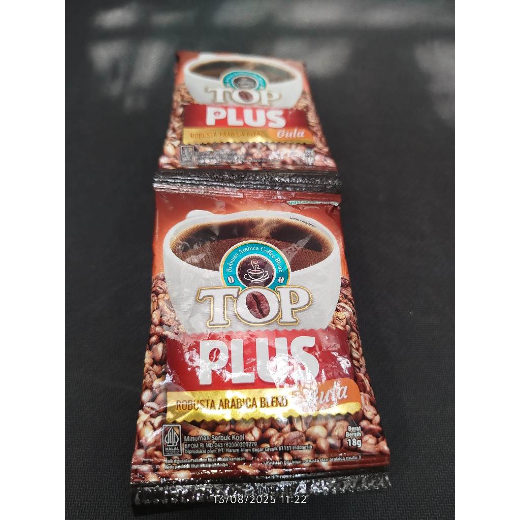 

TOP Plus – Kopi Instan & Gula | Sachet 18g Paket 10pcs