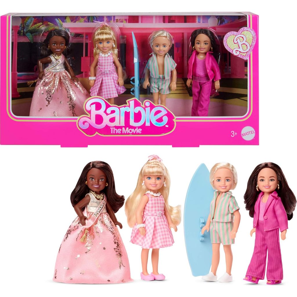 Barbie The Movie - 4 Dolls Pack Chelsea Collectible Dolls Feature Film Includes the Figures, Ken,
