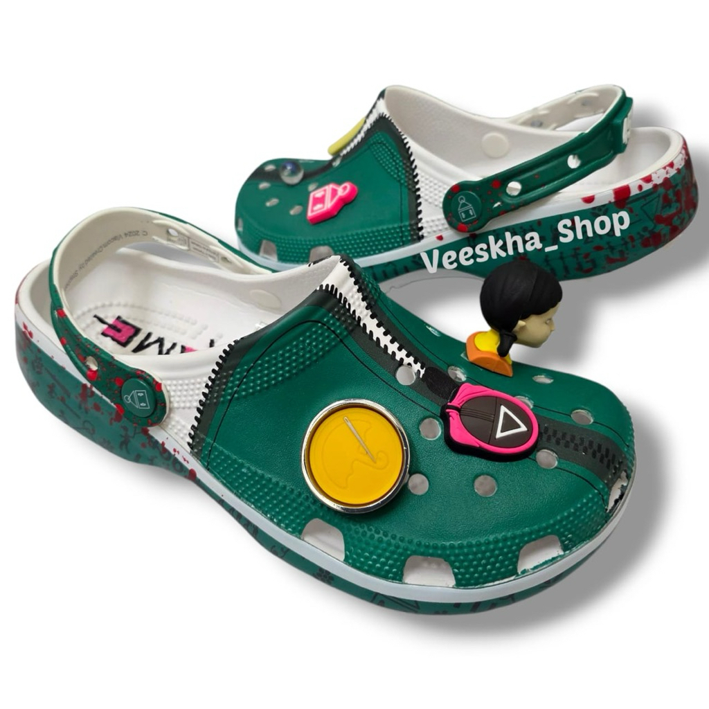 SANDAL SQUID GAME DEWASA/SQUID GAME/SANDAL PRIA/SANDAL WANITA (CROCS SQUID GAME)