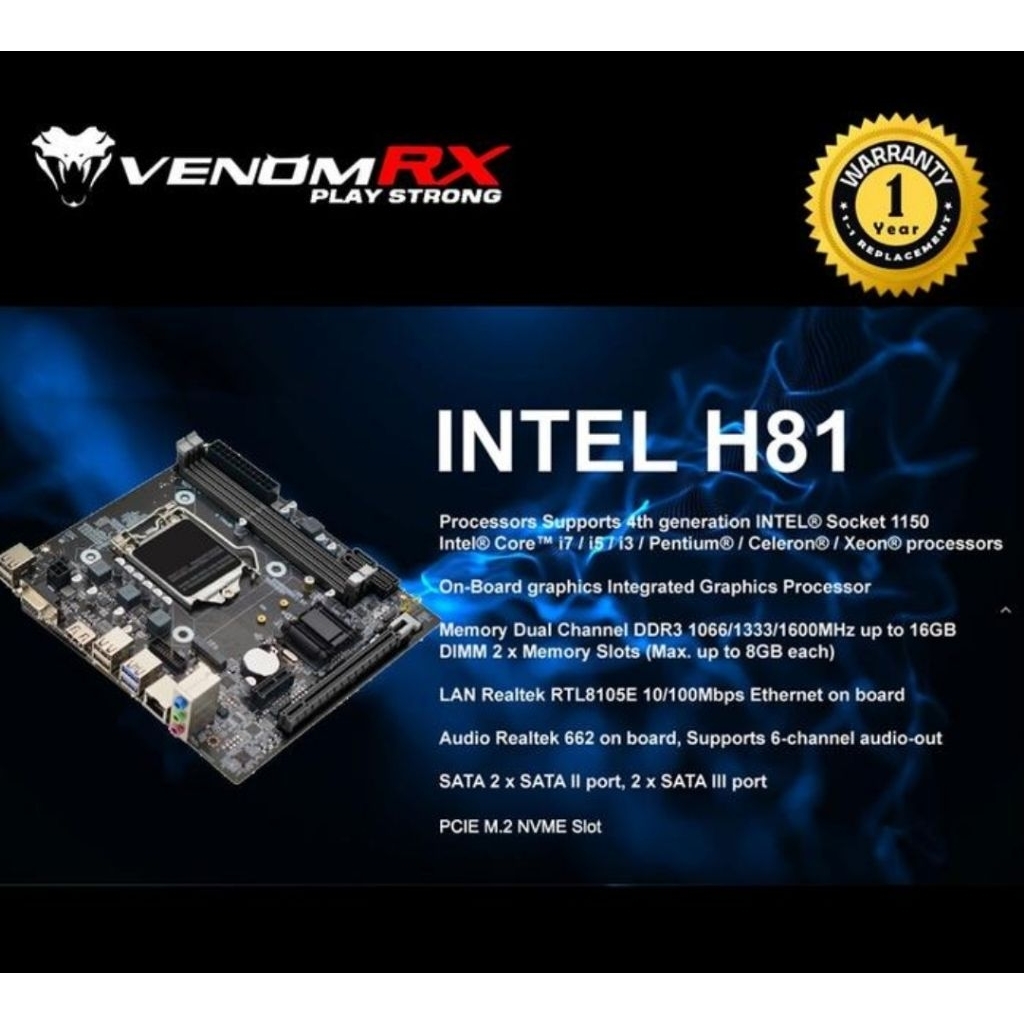 Motherboard VenomRX H81 NVME (1150)