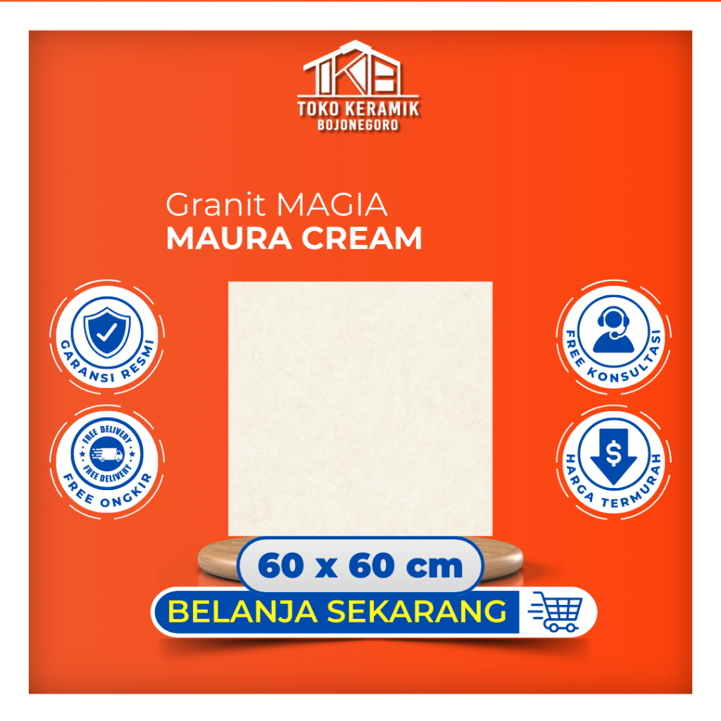 Granit Lantai Glossy Kilap Motif Marmer 60x60 Magia Maura Cream